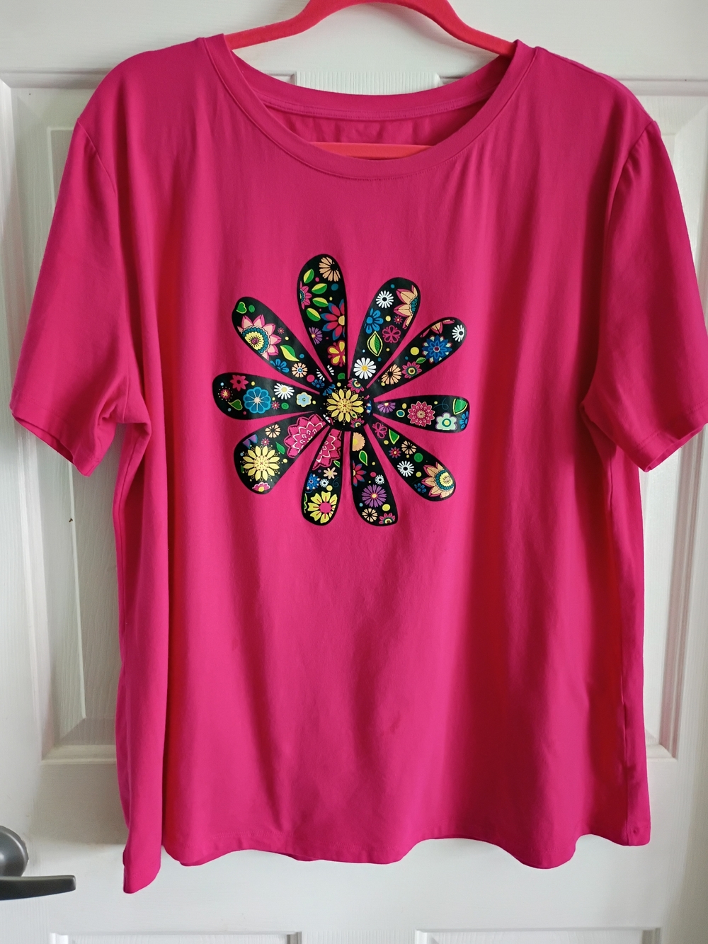 Women's Bright Pink Floral Graphic Tee